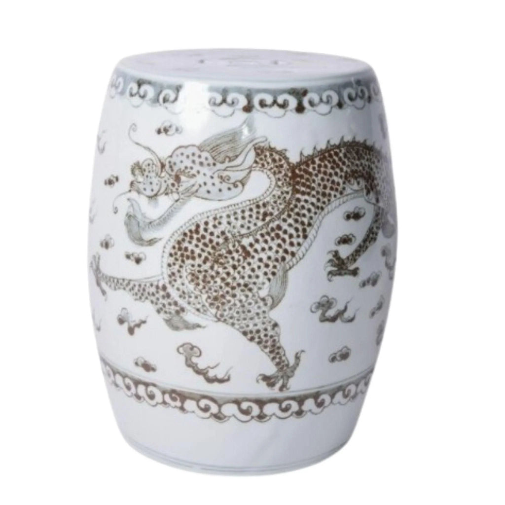 Hong Wu Dragon Porcelain Garden Stool - Garden Stools & Benches - The Well Appointed House