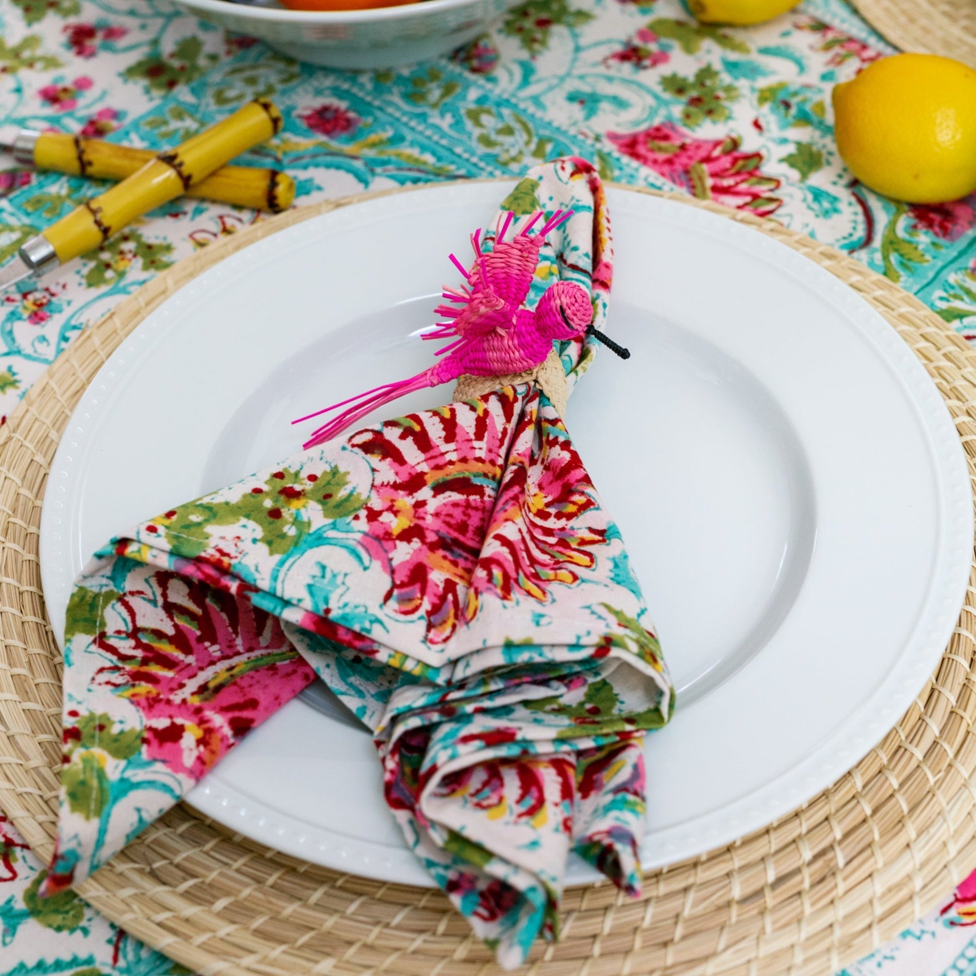 Raffia Napkin Ring - Pink Hummingbird – The Well Appointed House