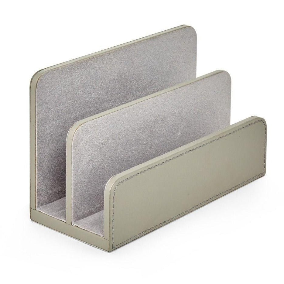 Hunter Desk Accessory & Workplace Organizer Letter Caddy in Gray Leather - Stationery & Desk Accessories - The Well Appointed House