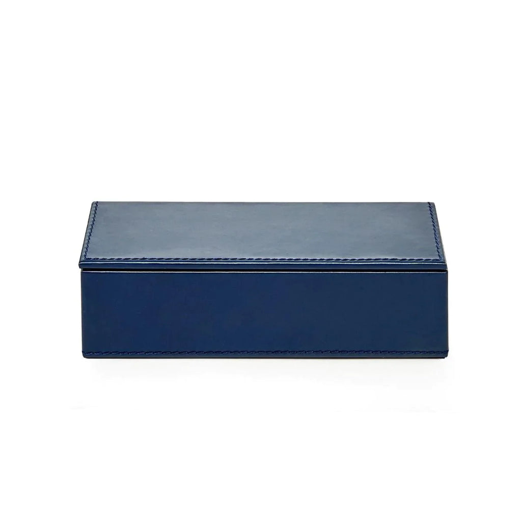 Hunter Desk Accessory & Workplace Organizer Pin-Clip Box in Navy Blue Leather - Stationery & Desk Accessories - The Well Appointed House