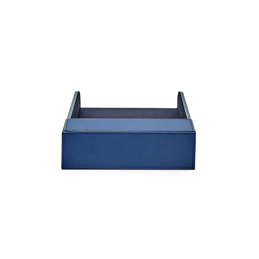 Hunter Paper Tray in Navy Blue Leather - Stationery & Desk Accessories - The Well Appointed House