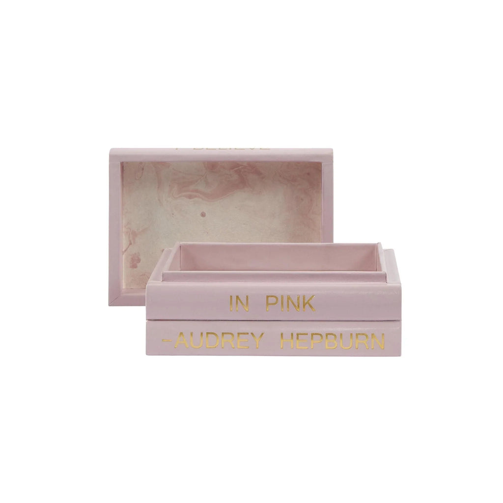 "I Believe in Pink" Audrey Hepburn Quote Decorative Box - Decorative Boxes - The Well Appointed House