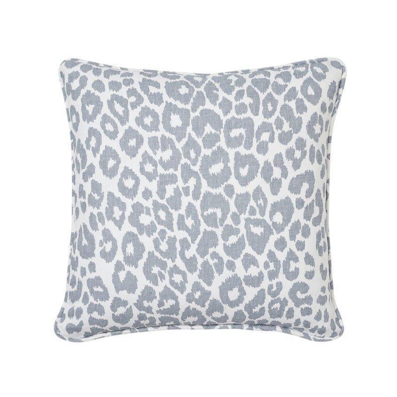Iconic Sky Blue Leopard 22" Linen Throw Pillow - Pillows - The Well Appointed House