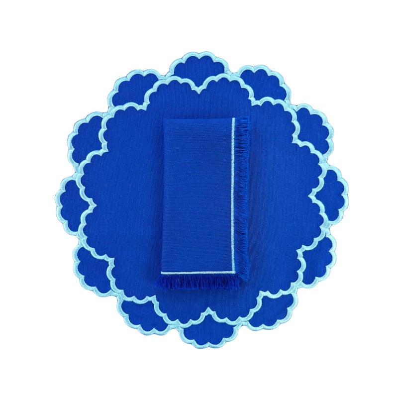Lillian Placemat in Royal Blue with Light Blue - The Well Appointed House
