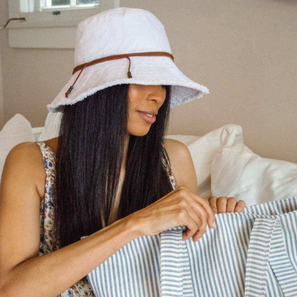 Fringed Bucket Hat- White - The Well Appointed House