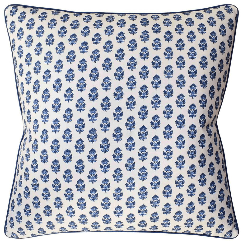Indigo Blue Julian Floral Print Throw Pillow - Pillows - The Well Appointed House
