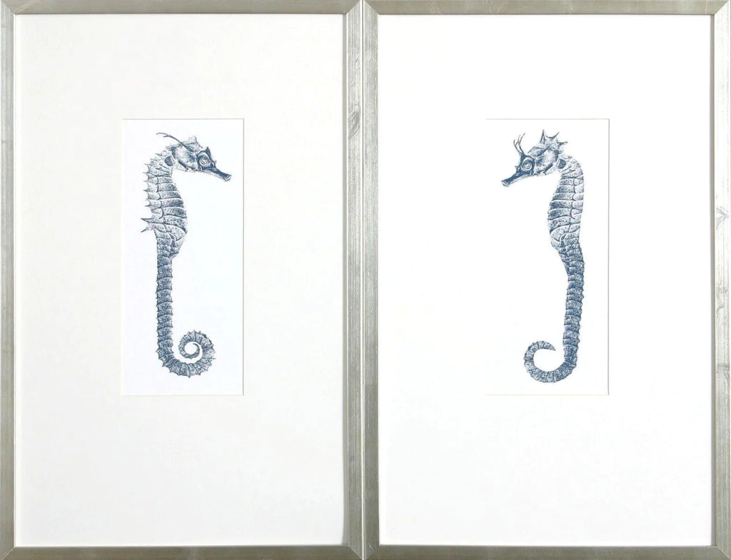 Indigo Blue Seahorse Wall Art - Paintings - The Well Appointed House