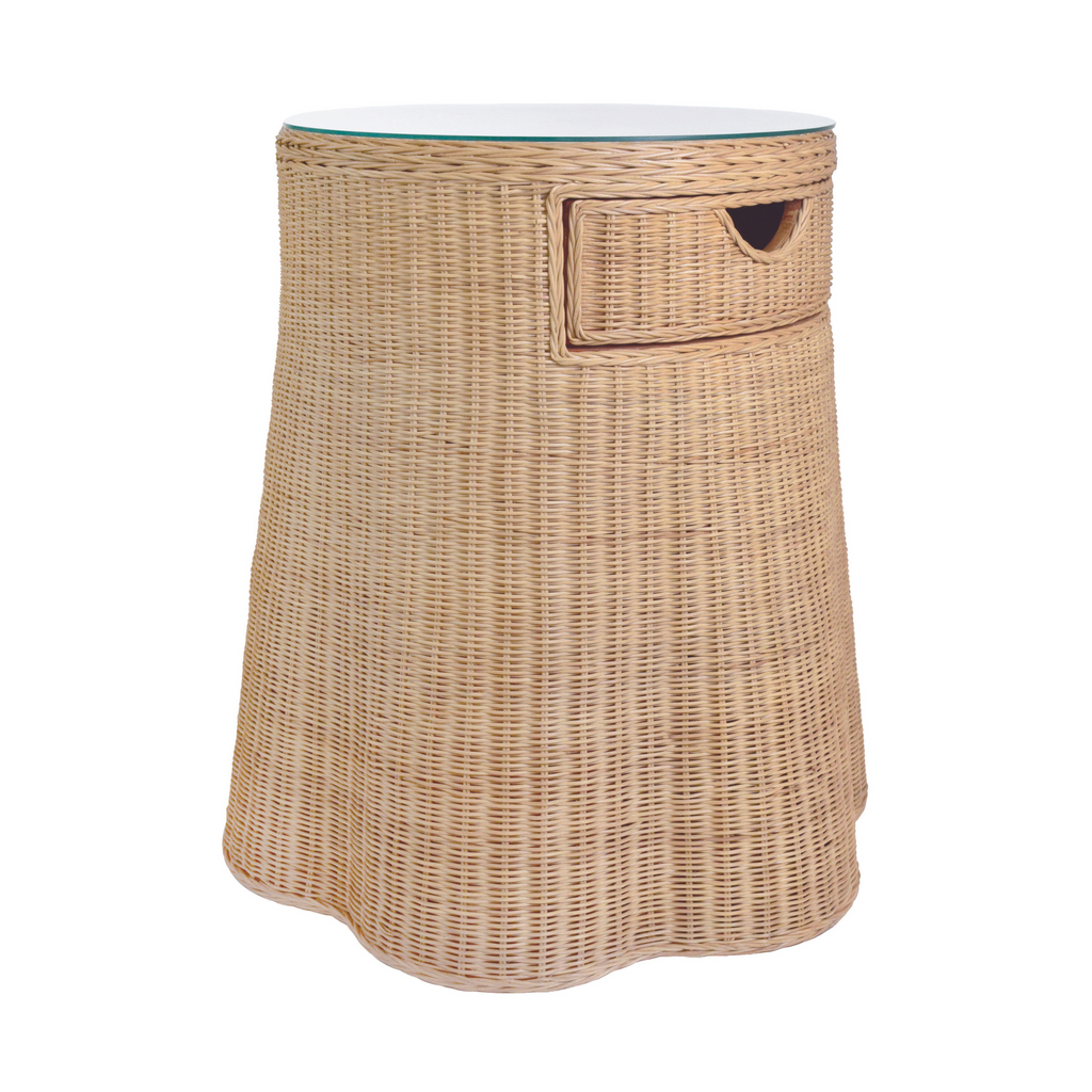 Ingrid One Drawer Round Rattan Side Table - The Well Appointed House