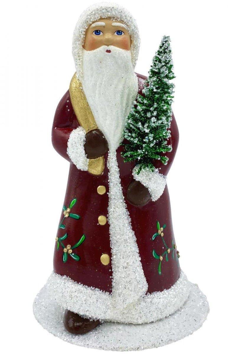 Ino Schaller Paper Mache Santa With Red Coat & Mistletoe Candy ...