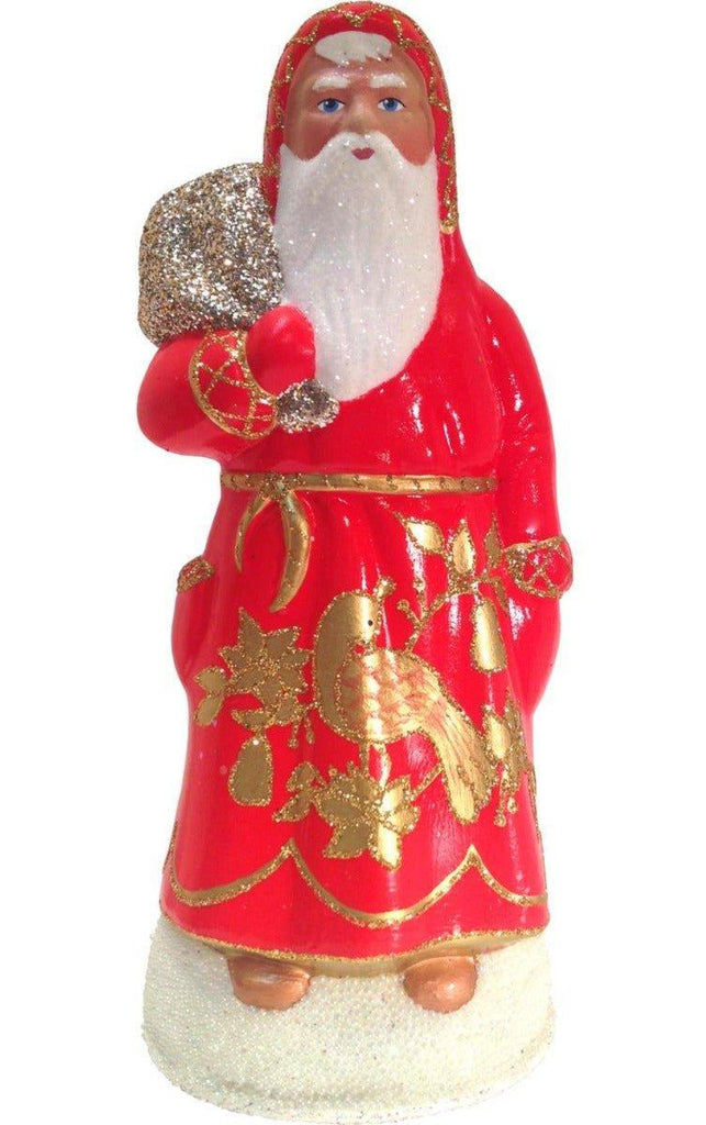 Ino Schaller Paper Mache Santa With Red Partridge Coat Container Christmas Decoration - Christmas Decor - The Well Appointed House