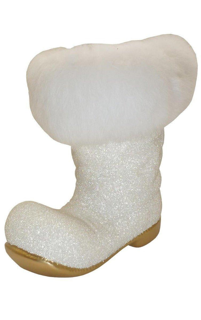 Ino Schaller Paper Mache White Beaded Boot Candy Container Christmas Decoration - Christmas Decor - The Well Appointed House