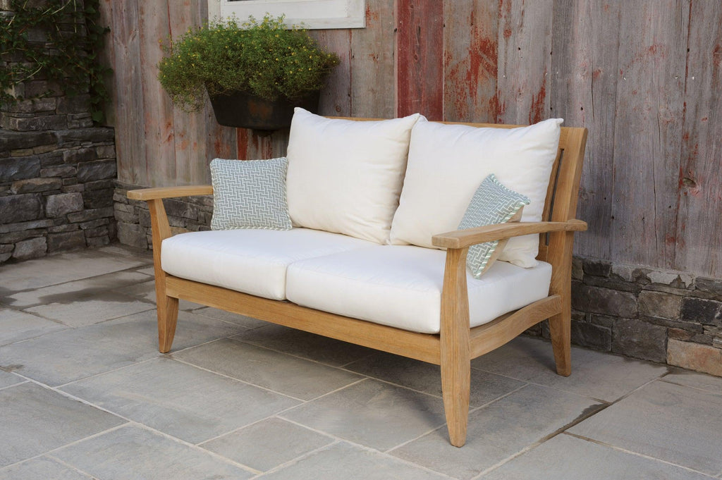 Ipanema Outdoor Teak Settee with Cushions - Outdoor Sofas & Sectionals - The Well Appointed House