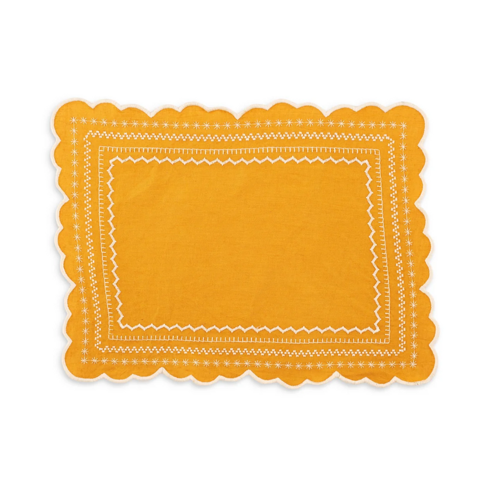 Mustard Yellow Embroidered Placemat - The Well Appointed House