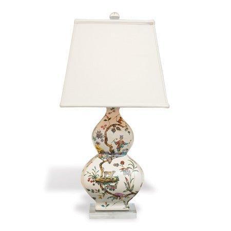 Ivory Chinoise Exotique Square Gourd Porcelain Table Lamp With Square Shade - Table Lamps - The Well Appointed House