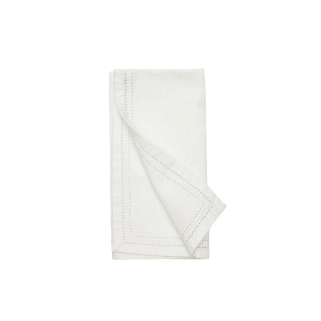 Ivory Cocktail Napkins with Double Eyelet Border - Cocktail Napkins - The Well Appointed House