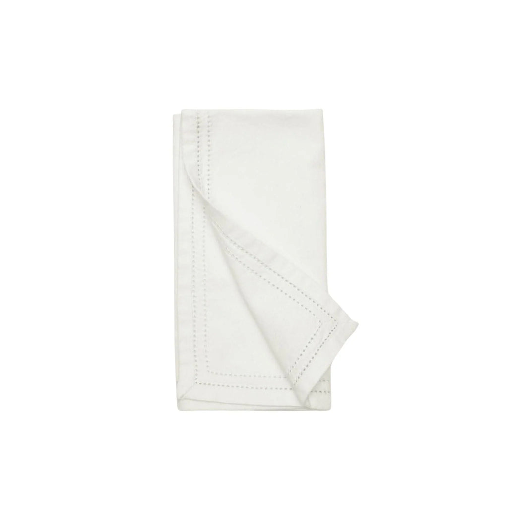 Ivory Dinner Napkins with Double Eyelet Border - Dinner Napkins - The Well Appointed House