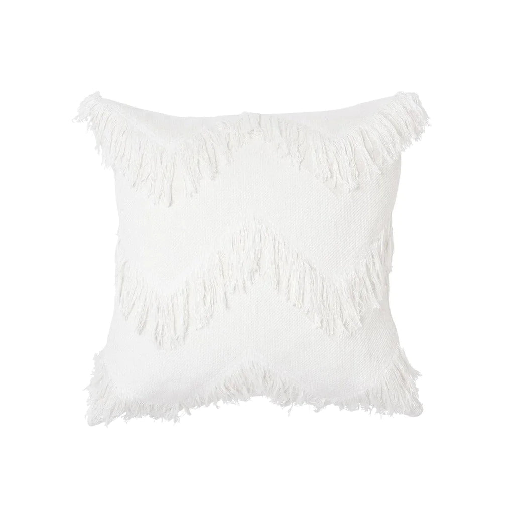 Ivory Fringed Pattern Sonora 22" Throw Pillow - Pillows - The Well Appointed House