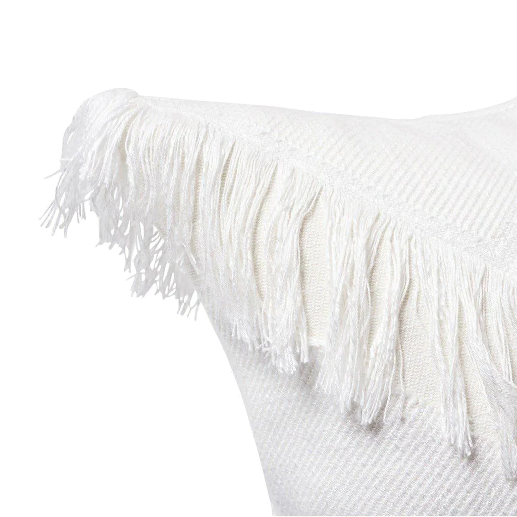 Ivory Fringed Pattern Sonora 22" Throw Pillow - Pillows - The Well Appointed House