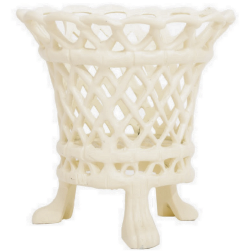 Ivory Lattice Footed Planter - The Well Appointed House