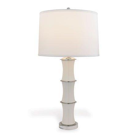 Ivory Porcelain Table Lamp With Solid Brass Bamboo Design - Table Lamps - The Well Appointed House
