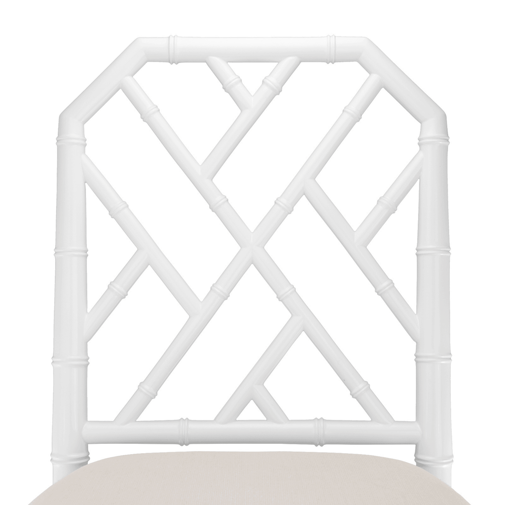 Jardin Eggshell White Faux Bamboo Fretwork Chippendale Counter Stool - Bar & Counter Stools - The Well Appointed House