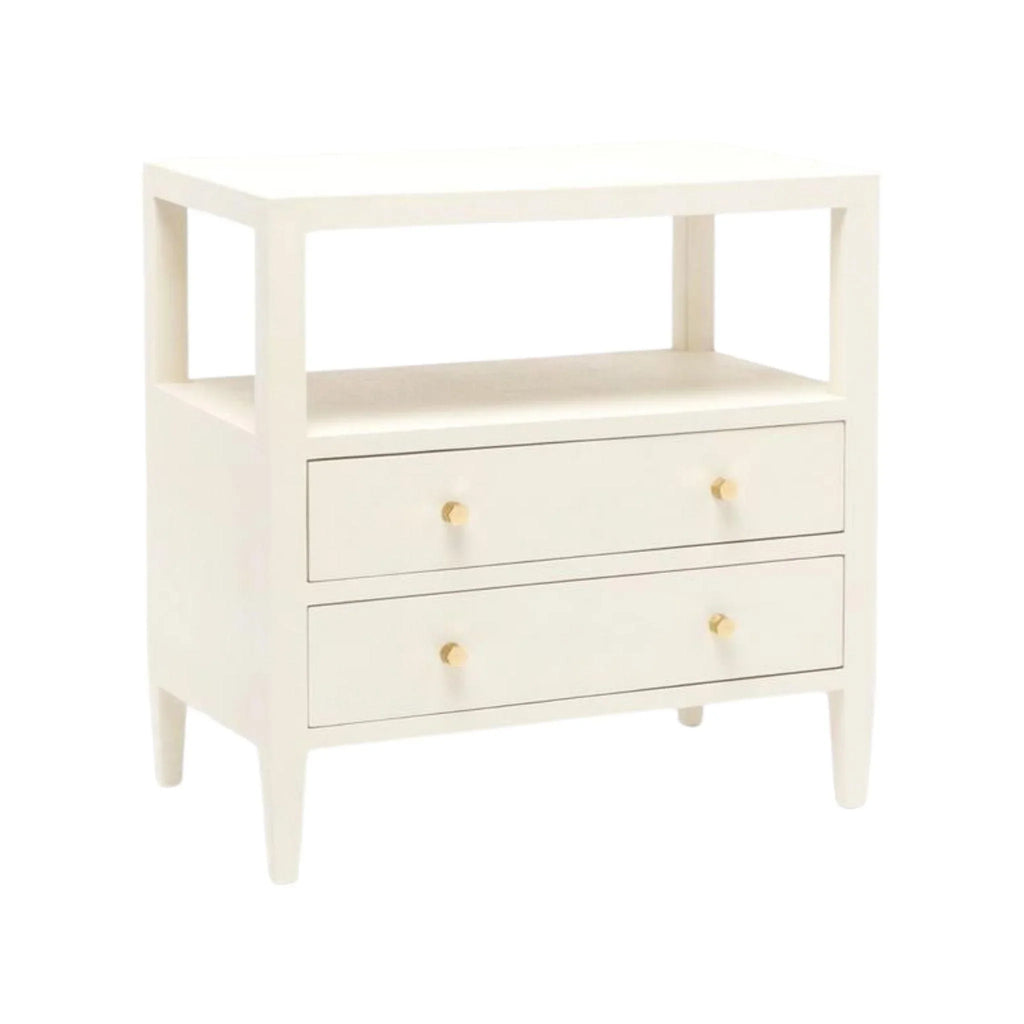 Jarin Double Nightstand in White Faux Belgian Linen - Nightstands & Chests - The Well Appointed House