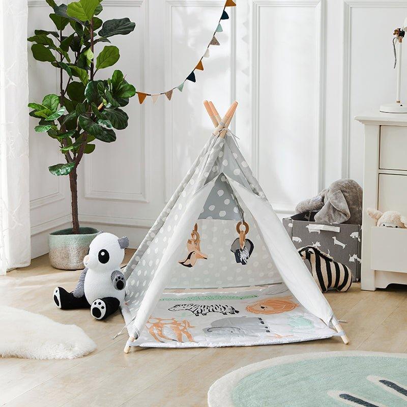 Jungle Animal Activity Play Gym Teepee for Babies - Little Loves Playhouses Tents & Treehouses - The Well Appointed House