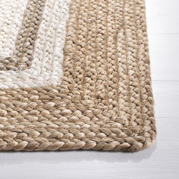 Jute Ivory & Natural Concentric Rectangle Pattern Area Rug - Rugs - The Well Appointed House
