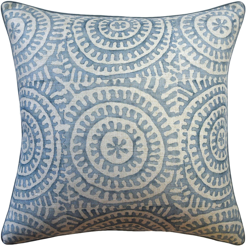 Kasai Decorative Pillow with Aqua Circle Design - Pillows - The Well Appointed House