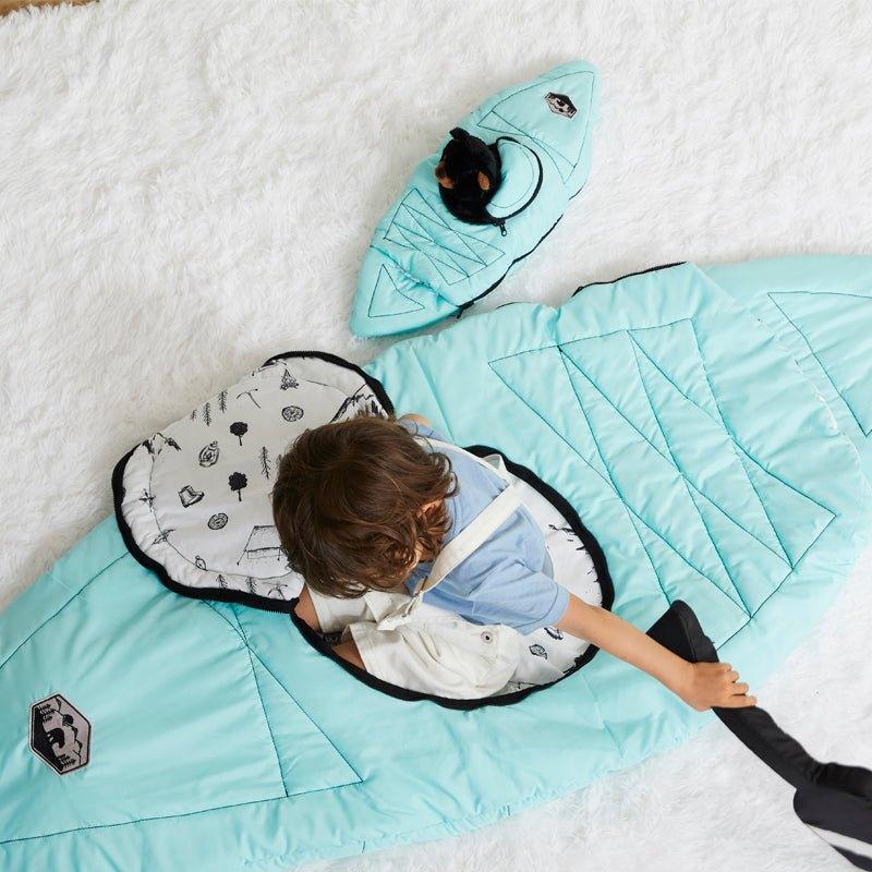 Kayak Sleeping Bag with Oar for Kids with Optional Mini Kayak Companion Bag for a Doll - Little Loves Playroom Accessories - The Well Appointed House