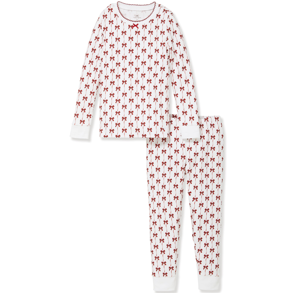 Kid's Pima Snug Fit Pajama Set in Blissful Bows - The Well Appointed House 