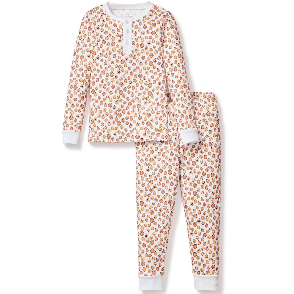 Kid's Pima Snug Fit Pajama Set in Pumpkin Patch - The Well Appointed House 