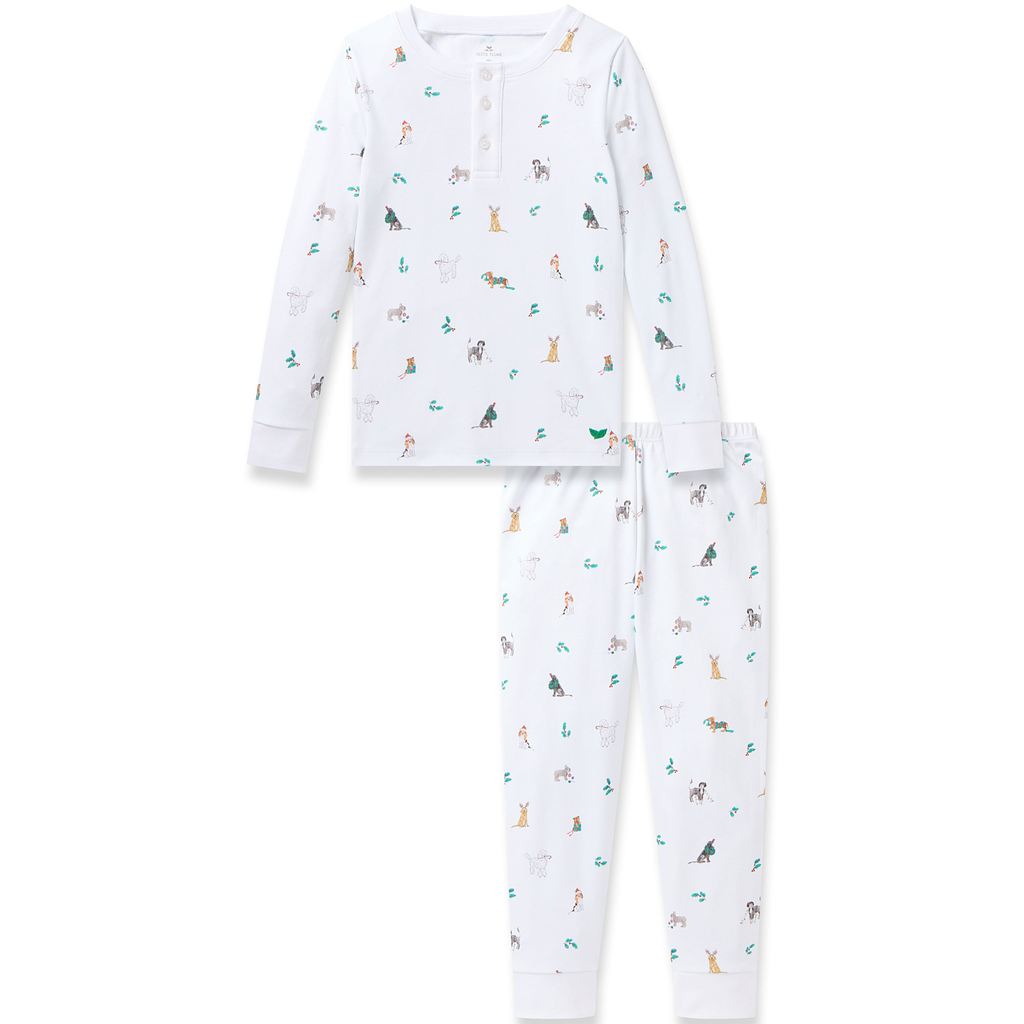 Kid's Pima Snug Fit Pajama Set in Jingle Paws - The Well Appointed House 