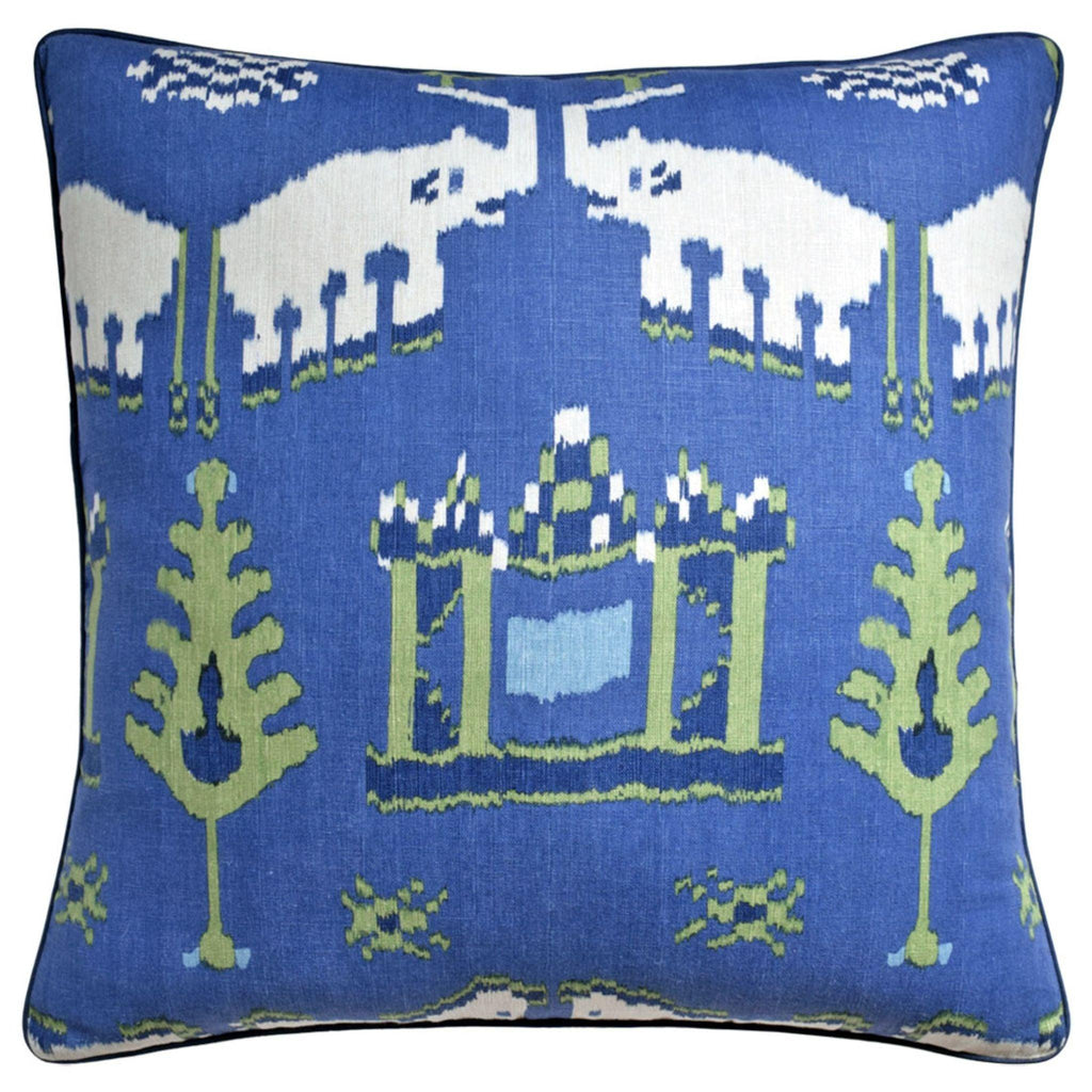 Kingdom Parade Decorative Elephant Throw Pillow in Dark Blue and Green - Pillows - The Well Appointed House