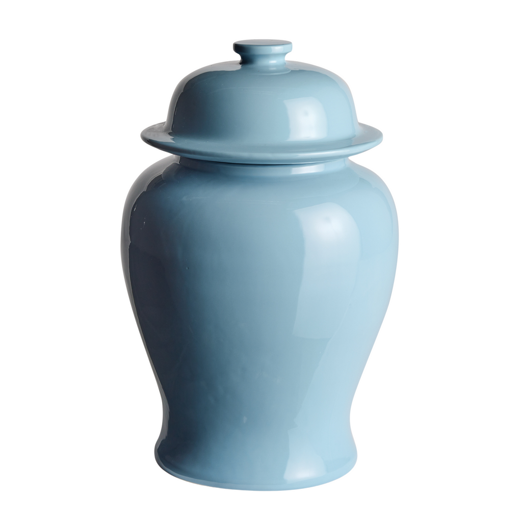 Large Pale Blue Koa Wide Lidded Ginger Jar - The Well Appointed House