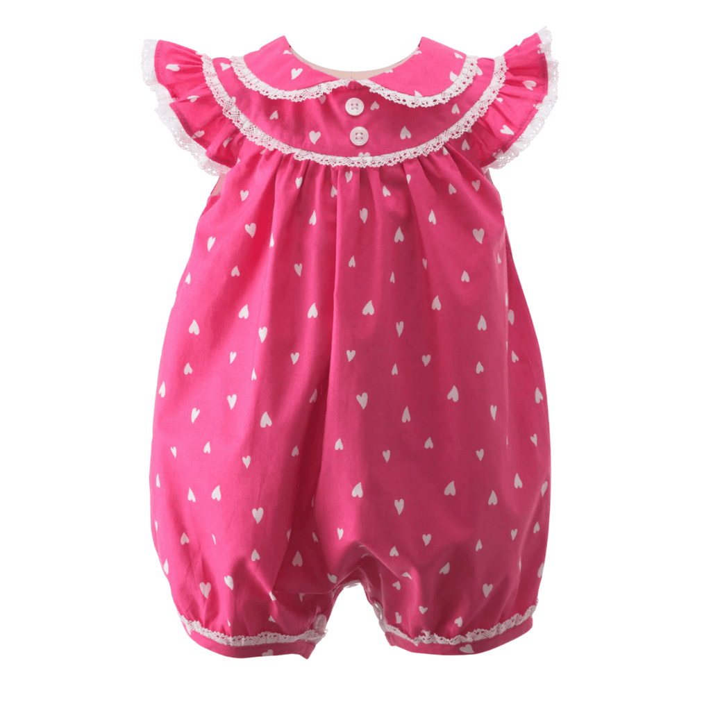 Lace Trim Heart Romper - Baby Girl Clothing - The Well Appointed House