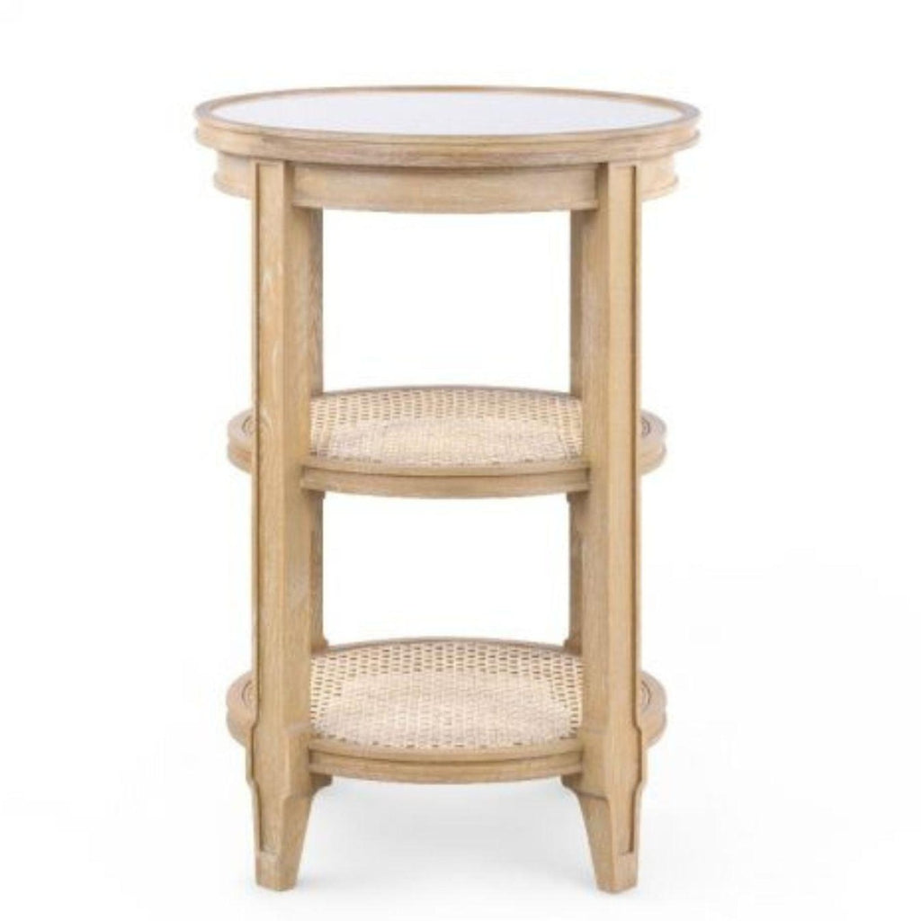Lacquered Cerused Oak Round Pierre Side Table - Side & Accent Tables - The Well Appointed House