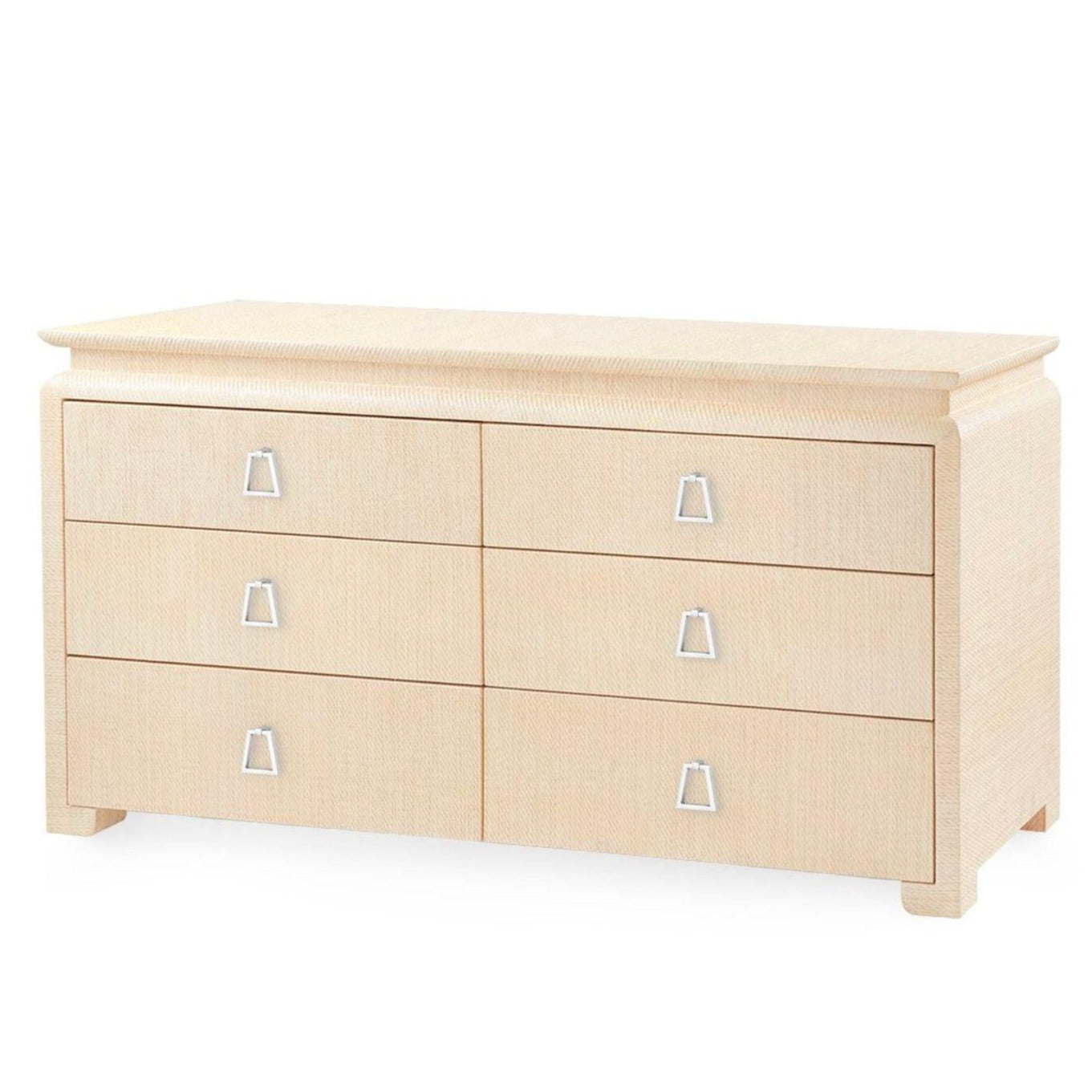 linen dresser Lacquered Heavy Linen Natural Twill Elina Six Drawer Dresser with Cust – The Well Appointed House