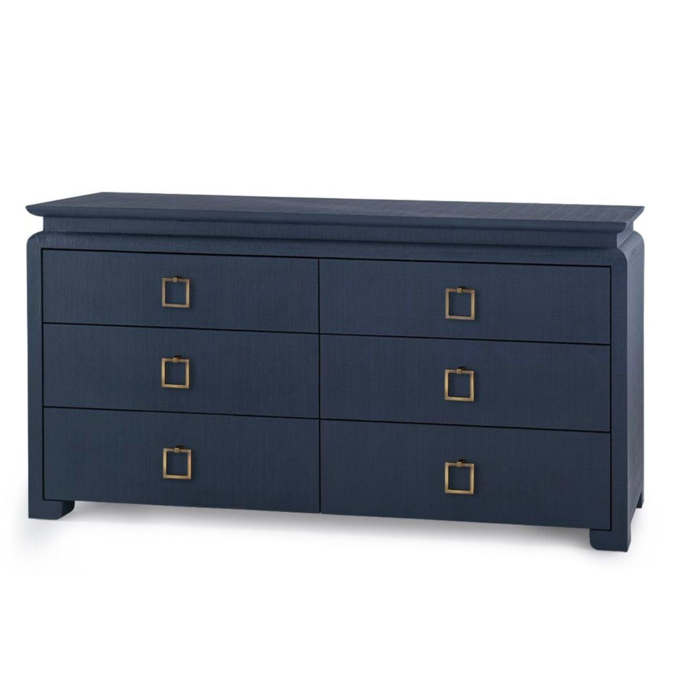 Lacquered Heavy Linen Storm Blue Elina Six Drawer Dresser with Custom The Well Appointed House Lacquered Heavy Linen Storm Blue Elina Six Drawer Dresser with Custom The Well Appointed House
