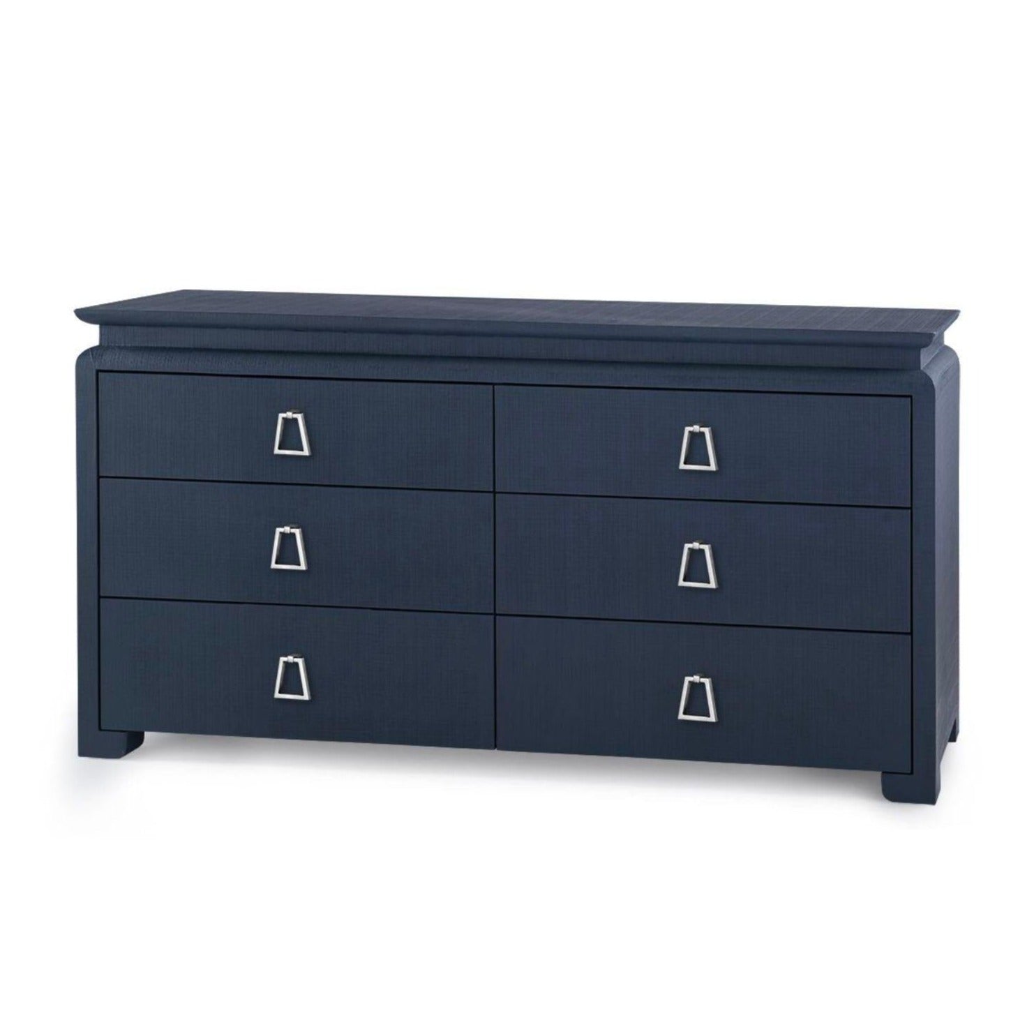 Lacquered Heavy Linen Storm Blue Elina Six Drawer Dresser with Custom The Well Appointed House Lacquered Heavy Linen Storm Blue Elina Six Drawer Dresser with Custom The Well Appointed House