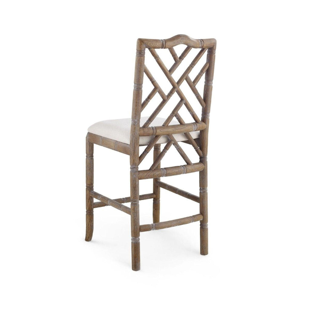 Lacquered Oak Bamboo Fretwork Hampton Counter Stool - Bar & Counter Stools - The Well Appointed House