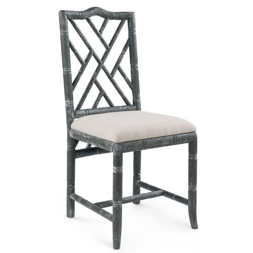 Lacquered Oak Bamboo Fretwork Hampton Side Chair - Dining Chairs - The Well Appointed House