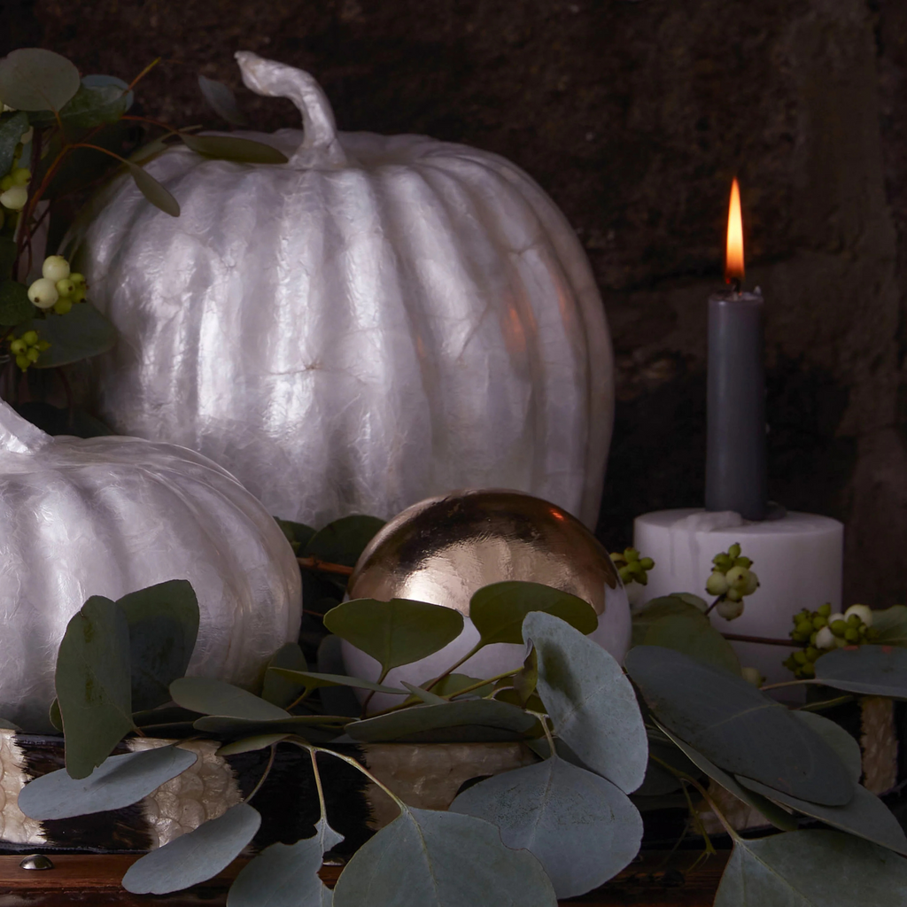 Large Capiz Pumpkin, Pearl - The Well Appointed House