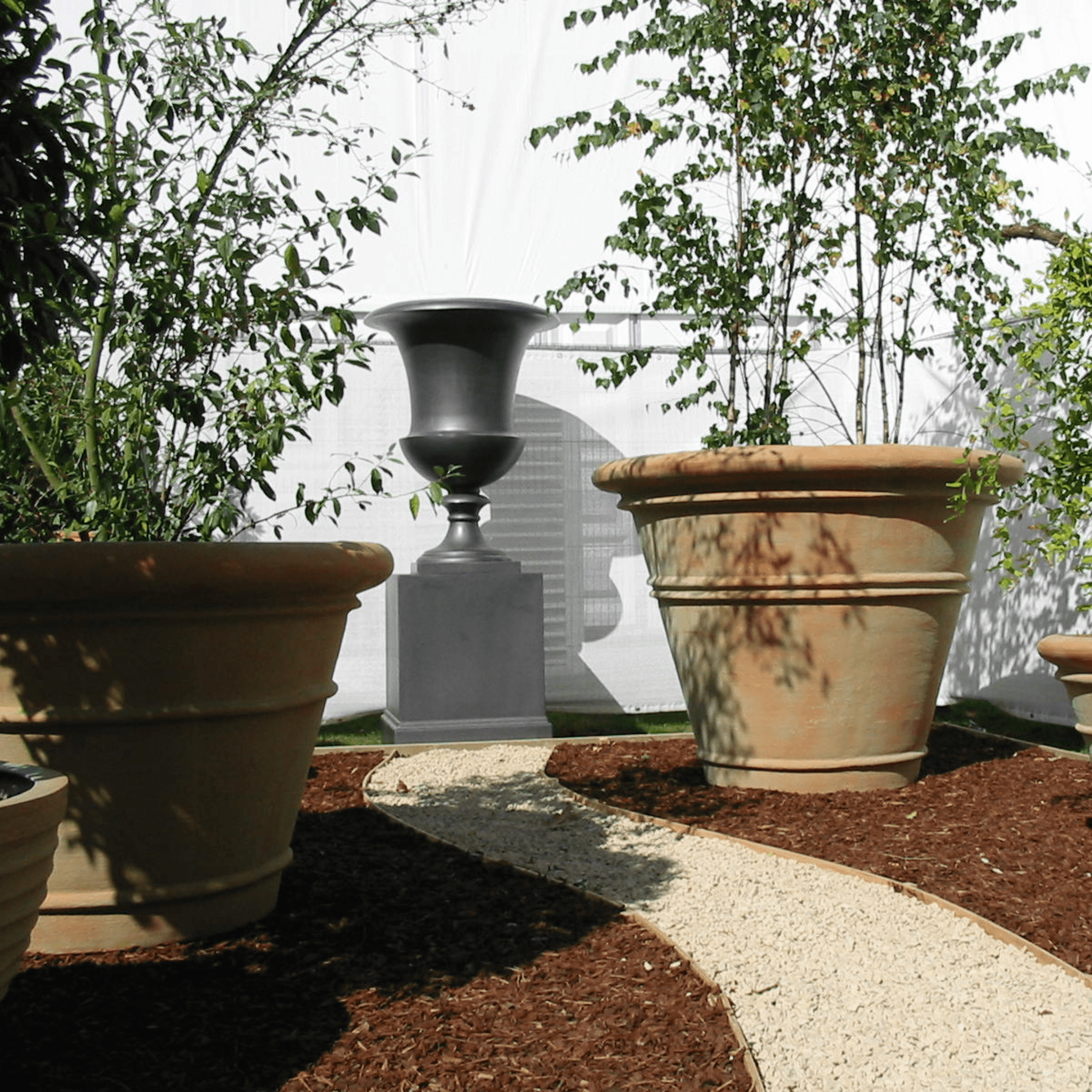 plant pot for outdoor Large Pot Brown Fiberglass Round Tall L Terracotta Planter D97 H61 cm, 451L