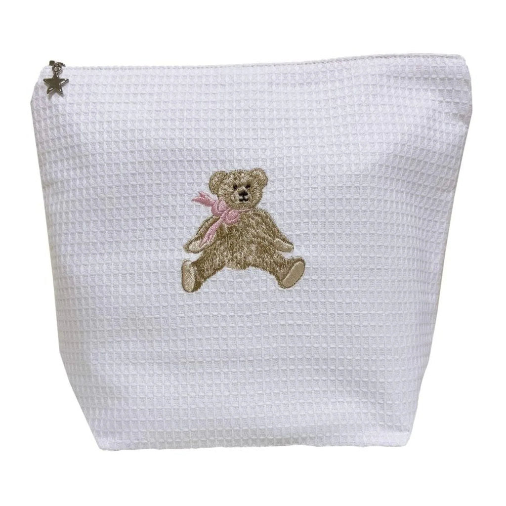 Large Cosmetic Bag with Embroidered Teddy Bear - Kids Gifts - The Well Appointed House