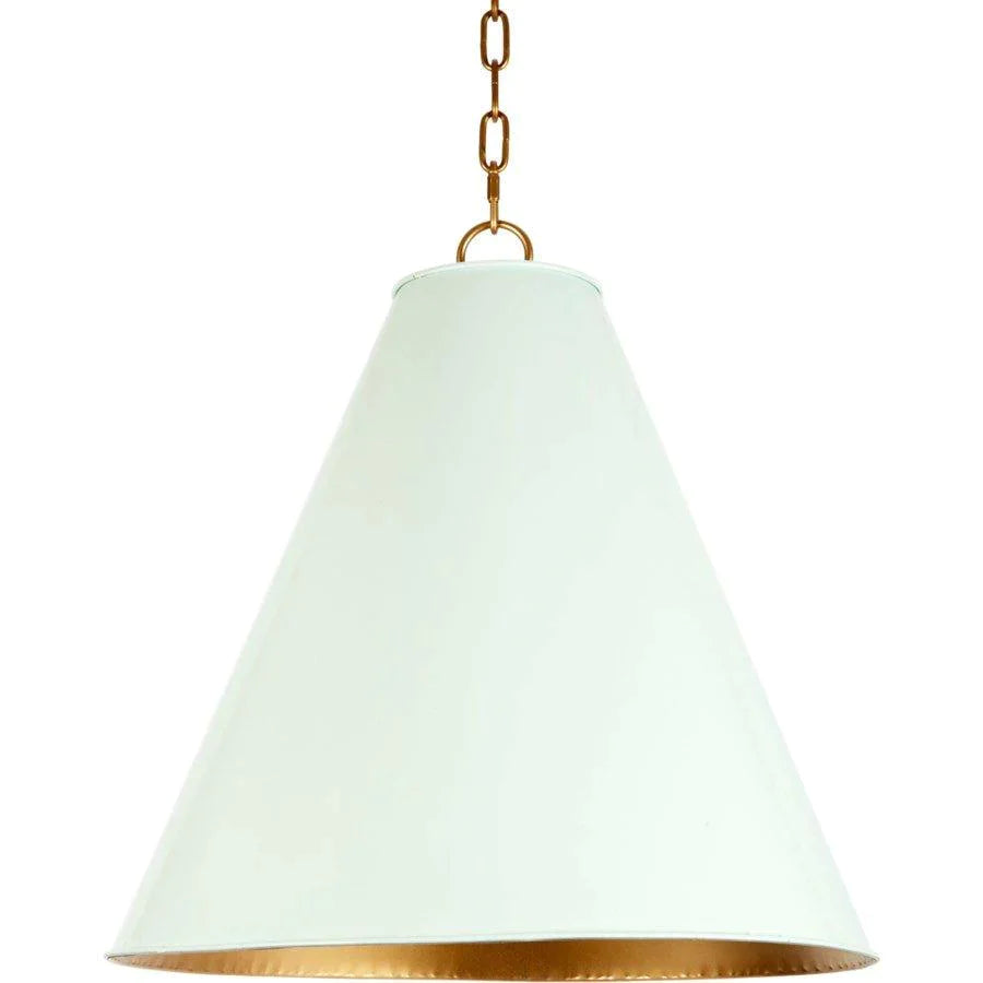 Large Light Blue Metal Lamp Shade Pendant with Gold Lining - Chandeliers & Pendants - The Well Appointed House