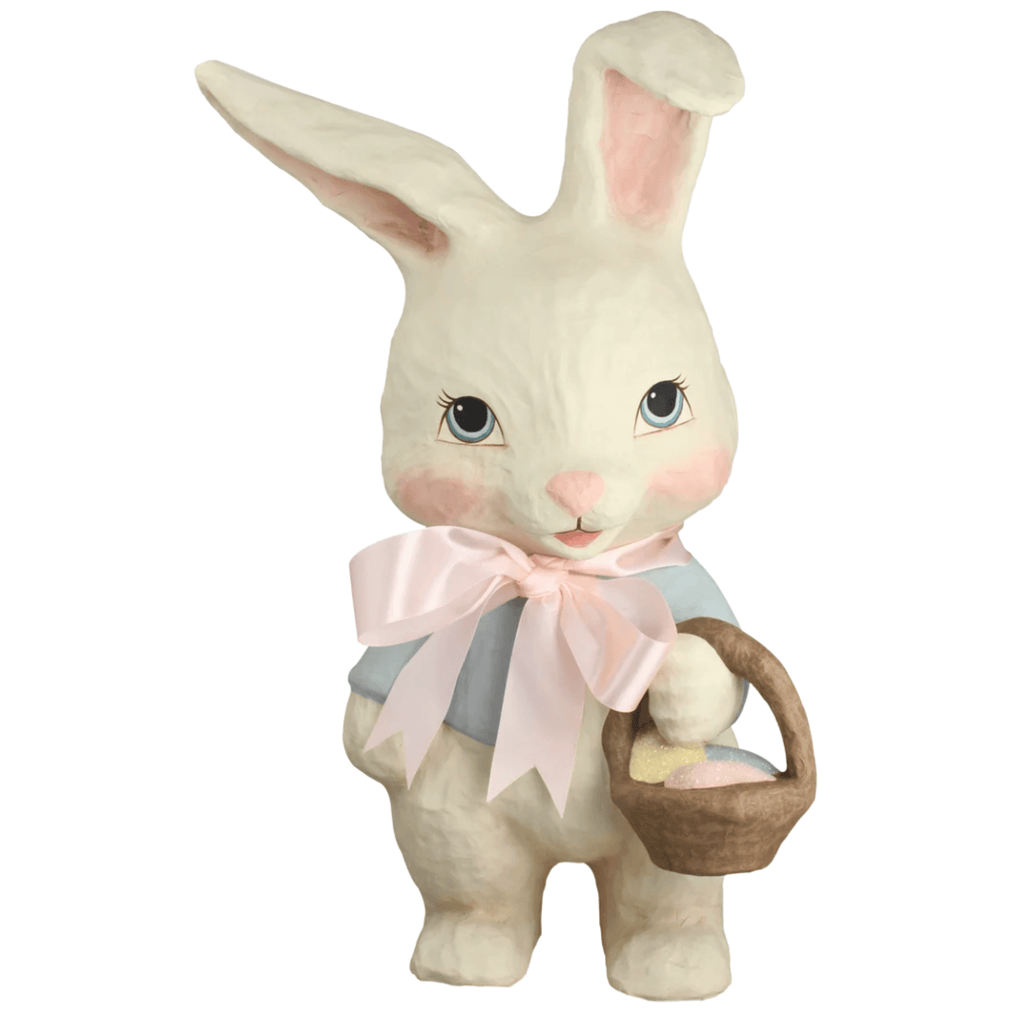 Large Paper Mache Sweet Bunny Easter Statue- BARGAIN BASEMENT ITEM - Bargain Basement - The Well Appointed House