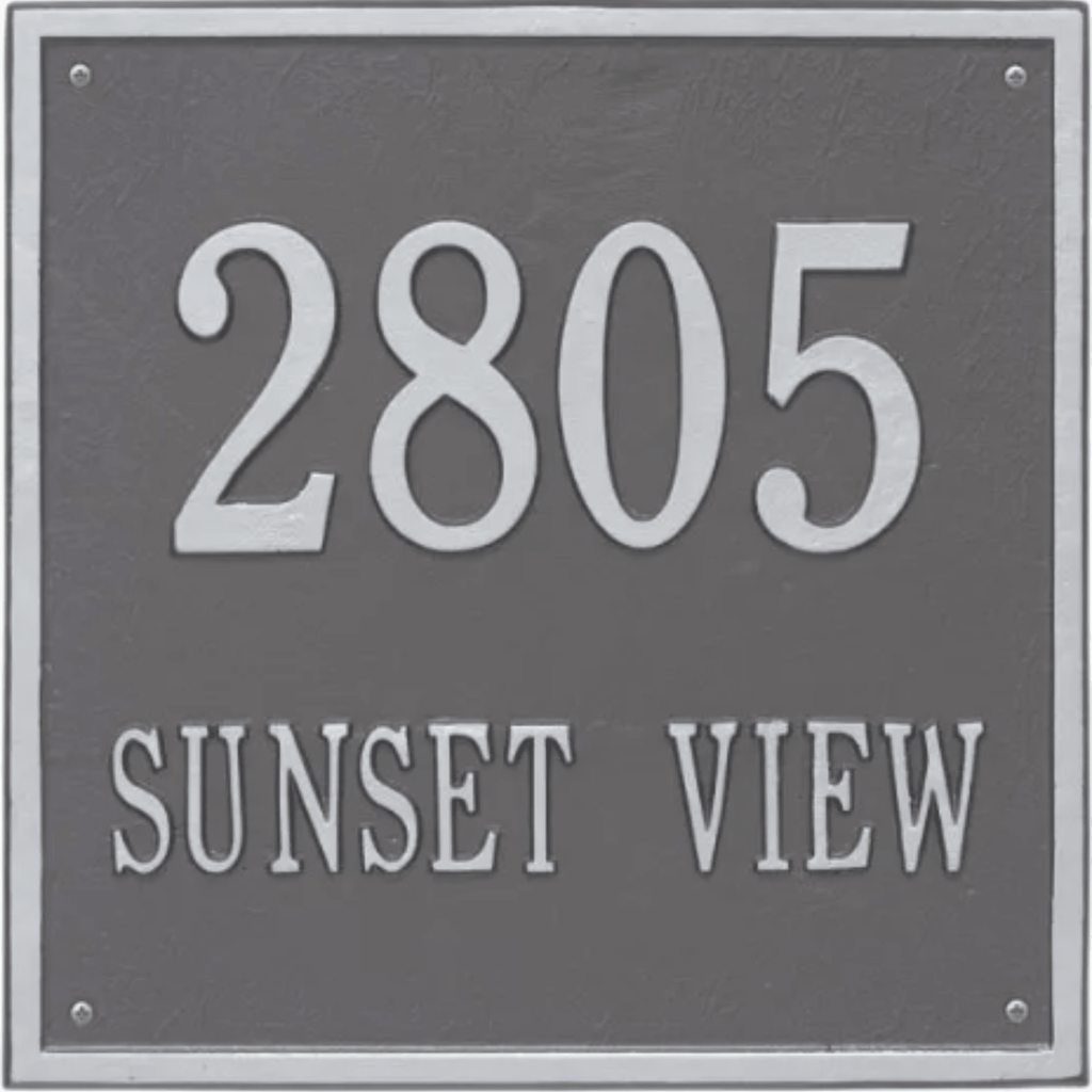 Large Personalized Square Two Line Address Wall Plaque– Available in Multiple Finishes - Address Signs & Mailboxes - The Well Appointed House