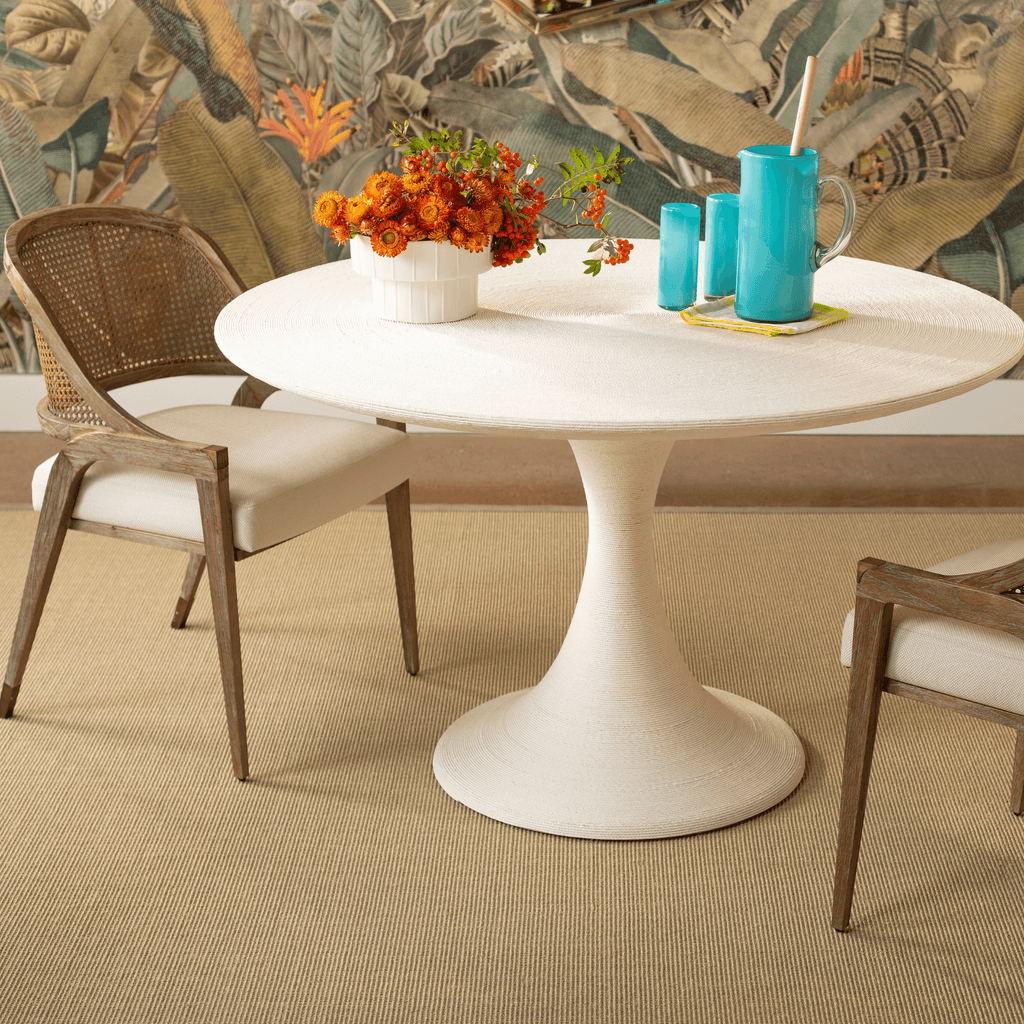 Large Rope Center Round White Dining Table - Dining Tables - The Well Appointed House