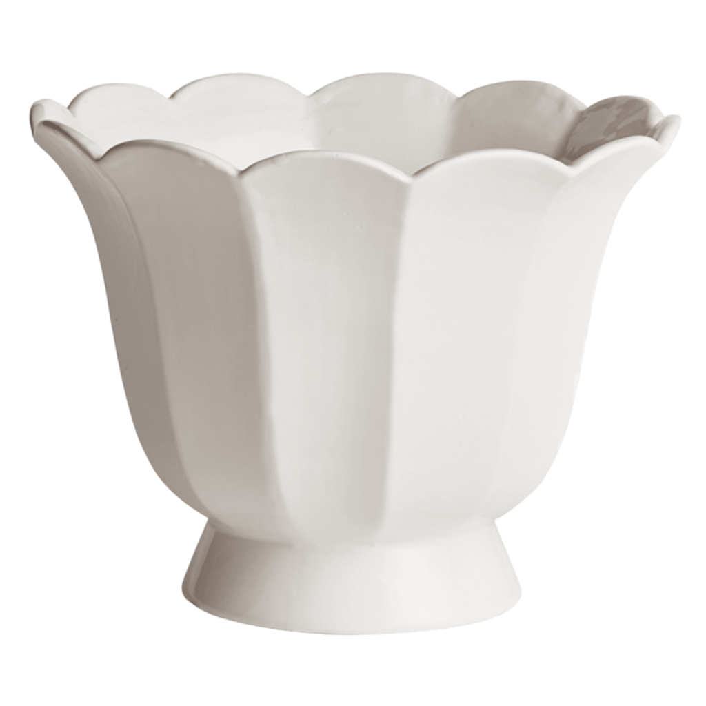 Large White Fluted Cachepot - Indoor Cachepots - The Well Appointed House